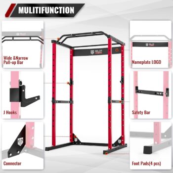 Major Fitness Power Cage, Raptor F16 Squat Rack All-in-One 1200lbs Capacity Power Rack with LAT Pull Down and More Attachment for Home Gym, Weight Cage