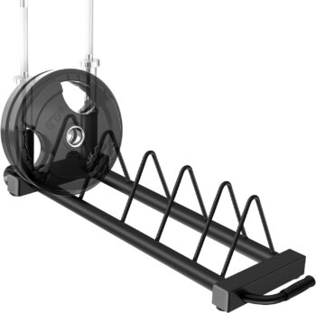 RitFit Horizontal Weight Plates Rack, Barbell Bumper Weight Plates Holder, Olympic Bar Storage Rack with Handle and Rolling Wheels, Black