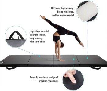 RitFit Upgraded Folding Exercise Mat, 2 Inch Thick Gymnastics Mat 3’x6’,4’x8’,4x10’ with Carrying Handles for Yoga, MMA, Stretching, Core Workouts and Home Gym Protective Flooring