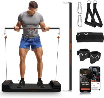 SQUATZ Apollo Board Mini: 150lb Resistance Smart Home Gym Cable Machine | Functional Trainer for Full Body Workouts | Digital Home Gym Equipment with Free App (Orange)