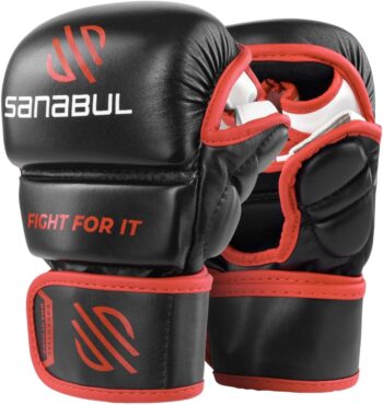 Sanabul Essential 7 oz MMA Gloves Men & Women | Gloves for Martial Arts Sparring & Training Gloves | Hybrid MMA Kick Boxing Gloves Men | Grappling Gloves