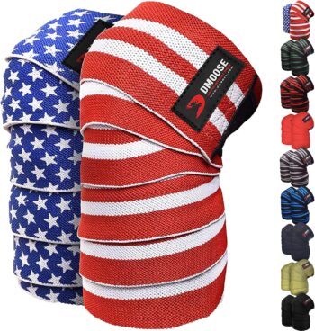 DMoose Fitness Knee Wraps for Lifting - 78" Length Heavy Duty Gym Knee Sleeves Pair - Avoid Knee Injury - Provides Joint Stability