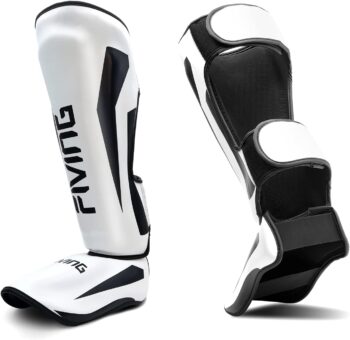 FIVING MMA Martial Arts Shin Guards – Padded, Adjustable Muay Thai Leg Guards with Instep Protection for Kickboxing/MMA Training and Sparring – Durable, Professional MMA Equipment