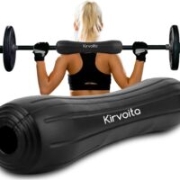 Rubber Barbell Pad, Squat Pad, Hip Thrust Pad, Easy to Install, No Velcro/Straps Needed, for Both Heavy Weights & Lower Weights (15.5 * 3.5 * 3.5 in, Black)