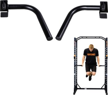 GRIND Fitness 2x2 Dip Station Handles for Squat Rack Cage Fitness Equipment Tricep Workout Attachment