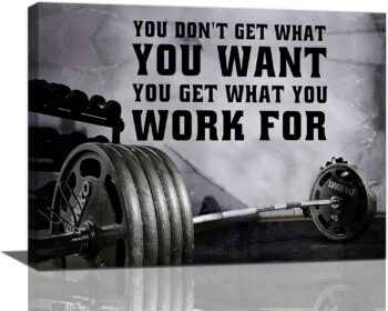 Black And White Gym Wall Art Inspirational Quotes Pictures Wall Decor Cool Gym Workout Poster Canvas Prints Motivational Sports Modern Framed Painting Artwork for Gym Bedroom Living Room Home 16"x12"