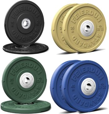 FEIERDUN 2" Color Olympic Bumper Plate Weight Plate for Strength Training - 100% Virgin Rubber