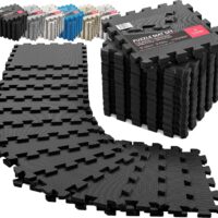 Gym Flooring Set - Interlocking EVA Soft Foam Floor Mat, 18 Pieces Puzzle Rubber Tiles Protective Ground Surface Protection, Play Workout Exercise Mats Underlay Matting Sports Pool Home Fitness Garage