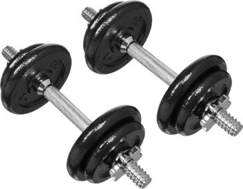 Amazon Basics Adjustable Dumbbell Weight Set with Case, 38 pounds, Black