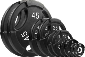 NEXO Commercial Urethane Grip 175lb Plate Set - Includes 2x 45's, 25's, 10's, 5's, and 2.5's - Olympic Standard 2 Inch, Premium Finish for Weight Training Home Gym or Commercial