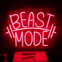 Beast Mode Neon Signs for Wall Decor Red Letter LED Neon Light Gym Neon Sign Barbell LED Neon Lights Signs Dumbbell Neon Wall Sign for Bedroom Gym Sports Room Fitness Club Decor