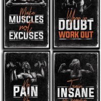 Premium Motivational Gym Posters Set x4 11x17" - Inspirational Wall Art for Home Gym Decor - Workout Posters - Gym Wall Art - Gym Motivational Posters - Fitness Posters for Home Workout Room