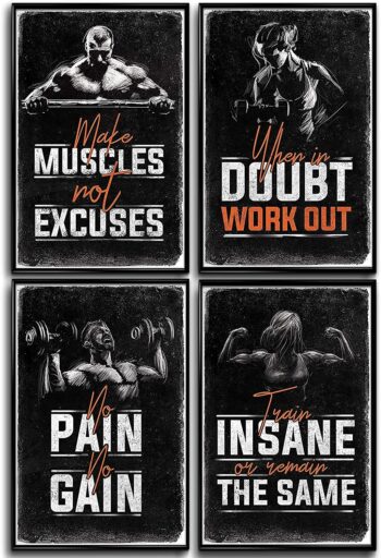 Premium Motivational Gym Posters Set x4 11x17" - Inspirational Wall Art for Home Gym Decor - Workout Posters - Gym Wall Art - Gym Motivational Posters - Fitness Posters for Home Workout Room